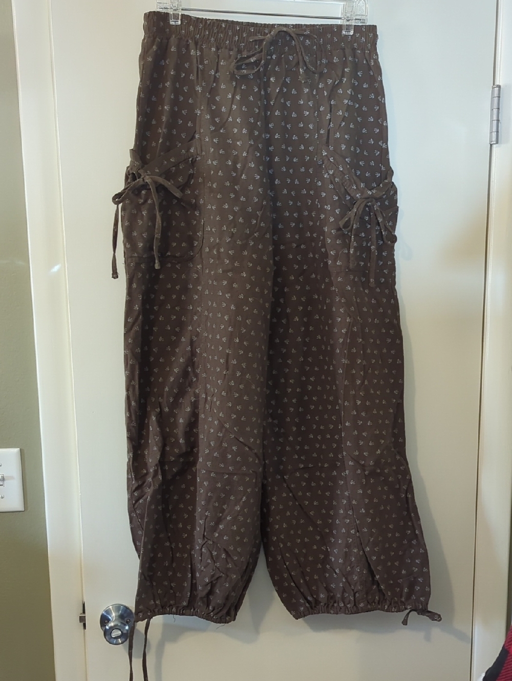 easel Brown Drawstring Cargo Joggers with Mini Print
